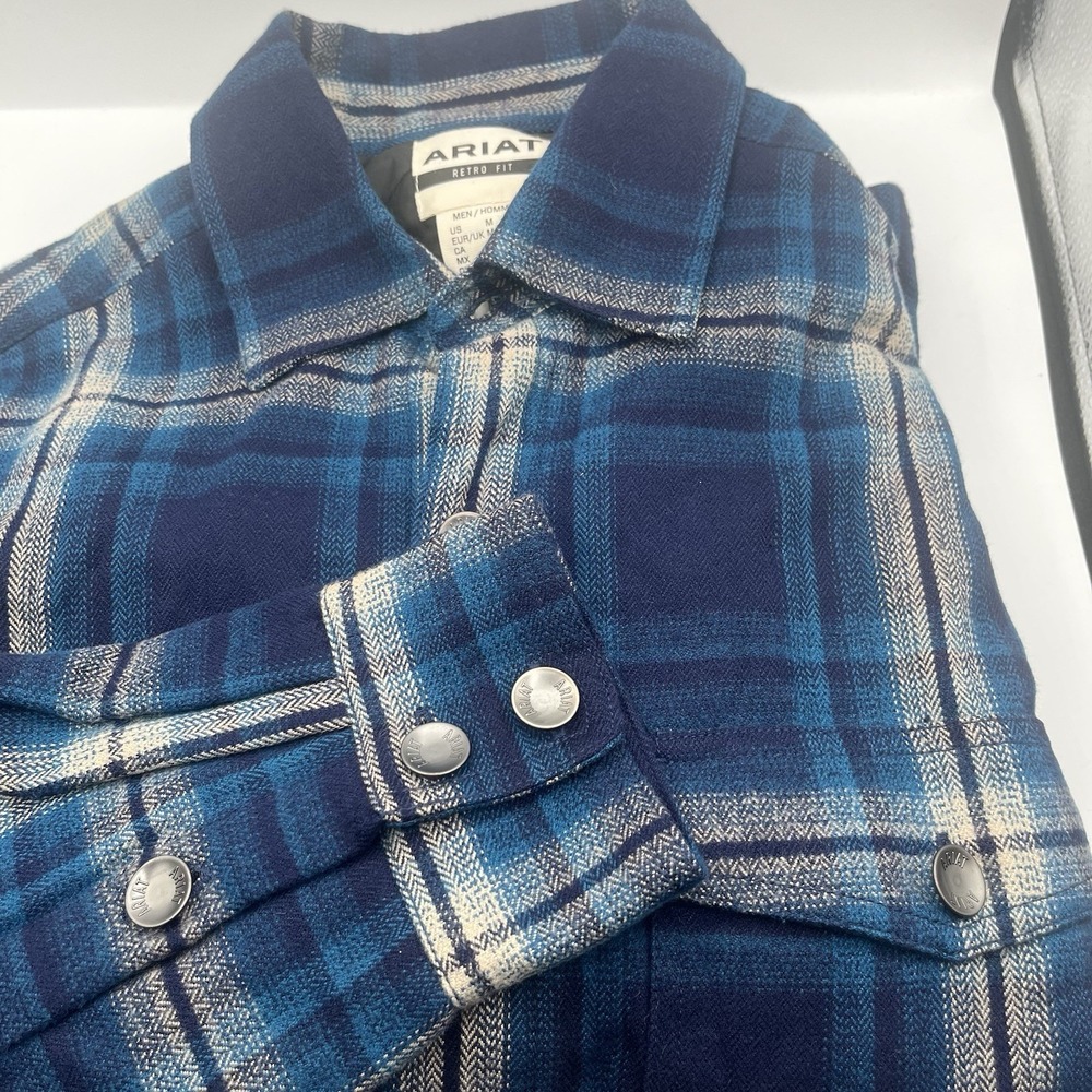 Ariat Shirt Jacket‎ Mens M Blue Plaid Retro Fit Hannoch Insulated
